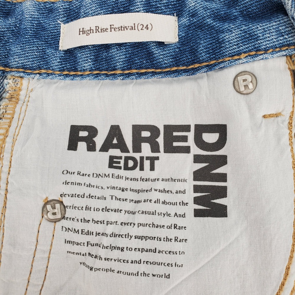Rare DNM Edit High Rise Festival Denim Short Pearl Bow Size 24 Davis Blue New - Picture 4 of 12